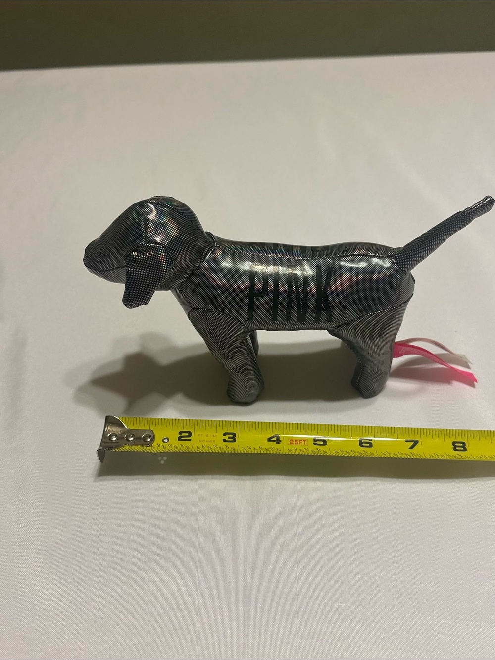 PINK Victoria's Secret Metallic Gray Dog Plush with Pink Tag - Picture 6 of 6